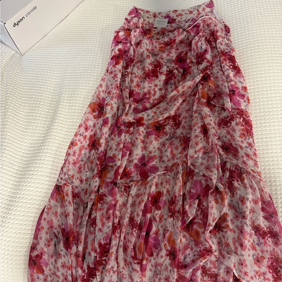 Misa Los Angeles Dresses & Skirts - Misa Los Angeles Pink & Coral Floral Tiered Chiffon Maxi Skirt